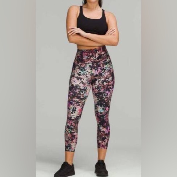 lululemon athletica Pants - Lululemon Base Pace Crop Tight High Rise 23”, Stencil Blossom Red Multi, 12